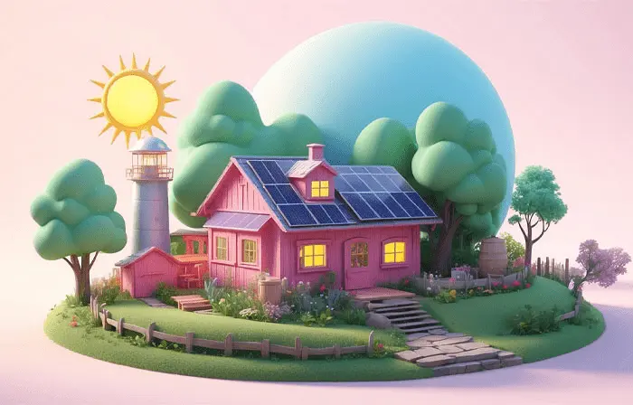Best 3D Design Green Energy Home Illustration
